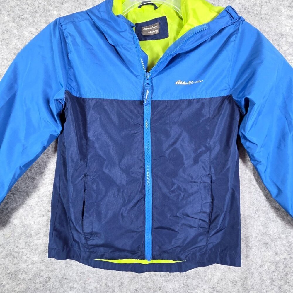 Eddie Bauer Kids Windbreaker Jacket Hooded Zip Up Water Resistent Blue Sz 10/12 - Picture 2 of 8
